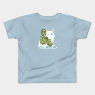 Cats and Plants White Cat Kids T-Shirt